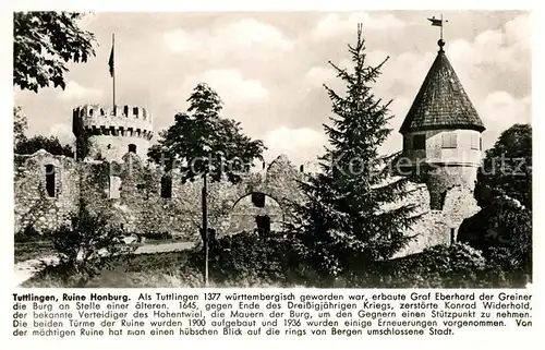 AK / Ansichtskarte Tuttlingen Burgruine Honburg Franckh Chronik Karte Tuttlingen