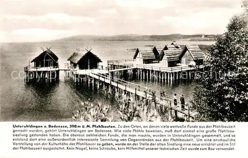 AK / Ansichtskarte Unteruhldingen Pfahlbauten am Bodensee Franckh Chronik Karte Unteruhldingen