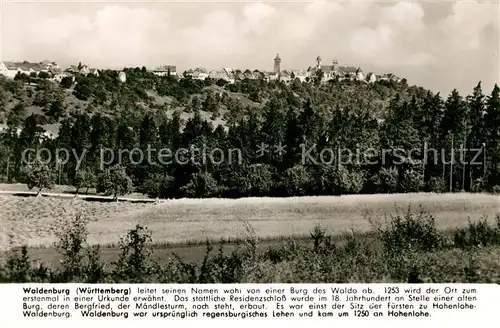 AK / Ansichtskarte Waldenburg_Wuerttemberg Landschaftspanorama Blick zum Ort mit Schloss Franckh Chronik Karte Waldenburg Wuerttemberg