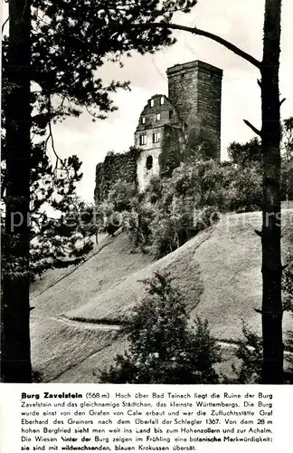 AK / Ansichtskarte Bad_Teinach Zavelstein Burg Zavelstein Franckh Chronik Karte Bad_Teinach Zavelstein