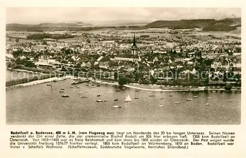 AK / Ansichtskarte Radolfzell_Bodensee Fliegeraufnahme Franckh Chronik Karte Radolfzell Bodensee