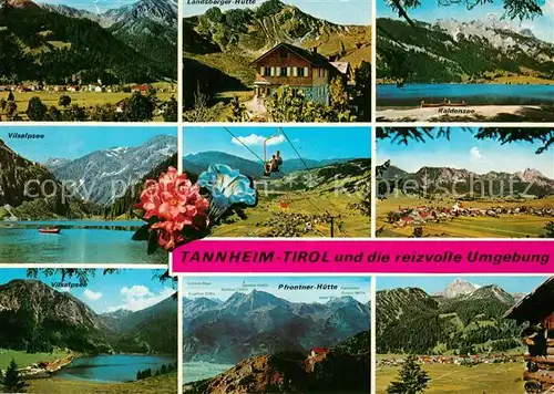 AK / Ansichtskarte Tannheim_Tirol Gesamtansicht mit Alpenpanorama Vilsalpsee Berghuetten Sessellift Alpenflora Haldensee Tannheimer Tal Tannheim Tirol