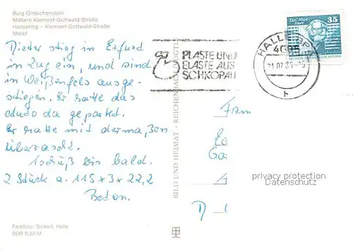 AK / Ansichtskarte Halle_Saale Burg Giebichenstein Klement Gottwald Strasse Hansering Markt Kirche Wappen Halle_Saale