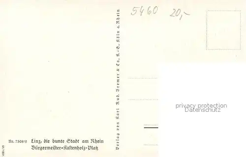 AK / Ansichtskarte Linz_Rhein Buergermeister Kastenholz Platz Kuenstlerkarte Linz_Rhein