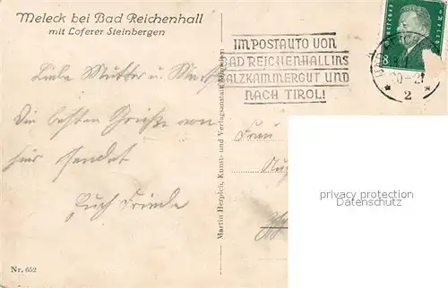 AK / Ansichtskarte Bad_Reichenhall Meleck Loferer Steinberge Bad_Reichenhall