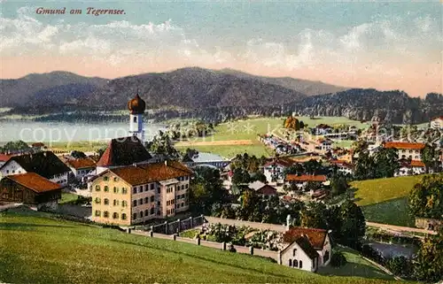 AK / Ansichtskarte Gmund_Tegernsee Panorama Kirche Gmund Tegernsee