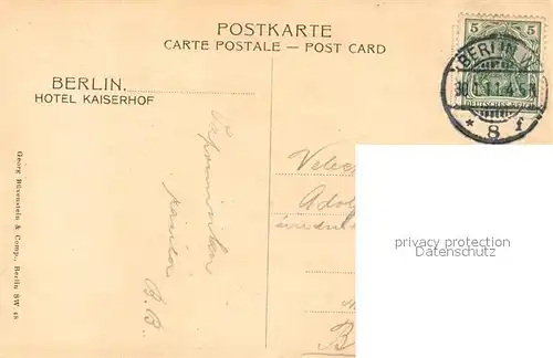 AK / Ansichtskarte Berlin Grand Restaurant Kaiserhof Berlin