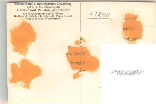 AK / Ansichtskarte Zwieselberg_Freudenstadt Gasthof Pension Auerhahn Zwieselberg_Freudenstadt