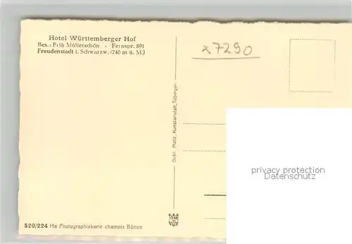 AK / Ansichtskarte Freudenstadt Hotel Wuerttemberger Hof Freudenstadt