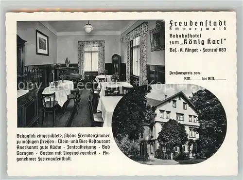 AK / Ansichtskarte Freudenstadt Bahnhofhotel Koenig Karl Freudenstadt