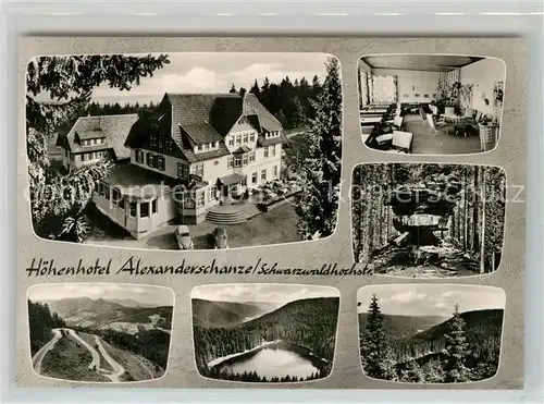 AK / Ansichtskarte Kniebis_Freudenstadt Hoehenhotel Alexanderschanze Gastraum Panorama See Landschaft Kniebis_Freudenstadt