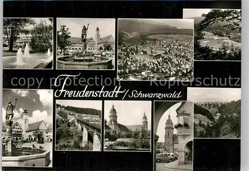 AK / Ansichtskarte Freudenstadt Teilansichten Stadtblick Neptunbrunnen Kirchen Freudenstadt