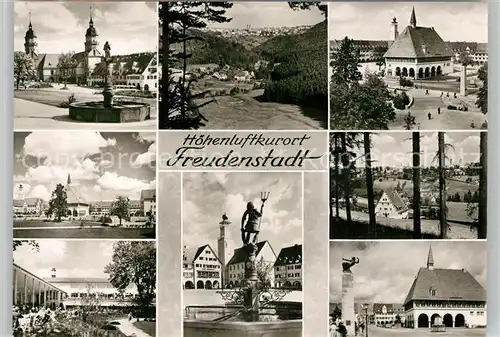 AK / Ansichtskarte Freudenstadt Brunnen Stadtblick Marktplatz Neptunbrunnen Rathaus Freudenstadt