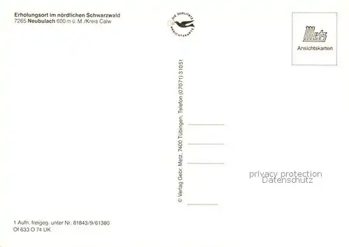 AK / Ansichtskarte Neubulach Fliegeraufnahme Neubulach