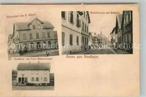 AK / Ansichtskarte Nordheim_Hessen Kaufhaus Fritz Biebesheimer Hauptstrasse Rathaus  Nordheim Hessen