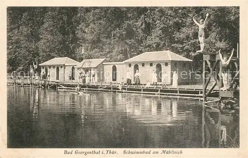 AK / Ansichtskarte Bad_Georgenthal_Gotha Schwimmbad Muehlteich Bad_Georgenthal_Gotha