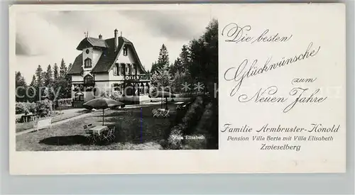 AK / Ansichtskarte Zwieselberg_Freudenstadt Weihnachts Neujahrswuensche Pension Villa Berta und Elisabeth Zwieselberg_Freudenstadt