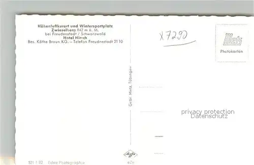 AK / Ansichtskarte Zwieselberg_Freudenstadt Hotel Hirsch Zwieselberg_Freudenstadt