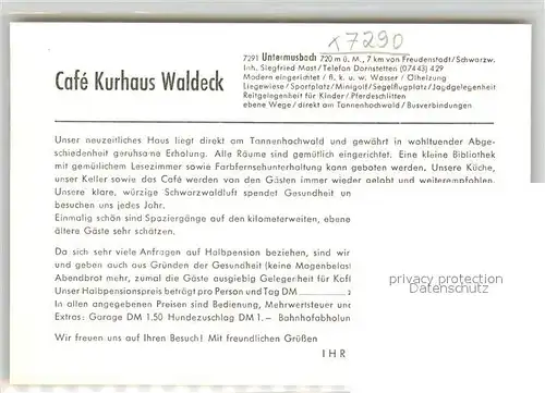 AK / Ansichtskarte Untermusbach_Freudenstadt Cafe Kurhaus Waldeck Untermusbach_Freudenstadt