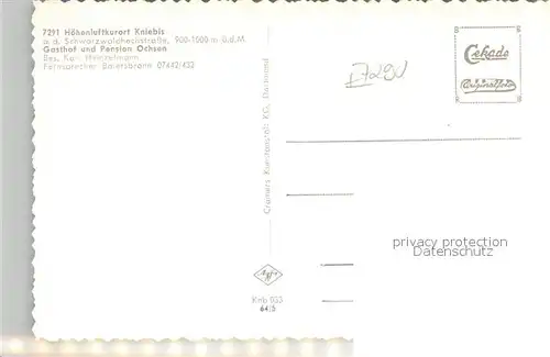 AK / Ansichtskarte Kniebis_Freudenstadt Gasthof Pension Ochsen Kniebis_Freudenstadt