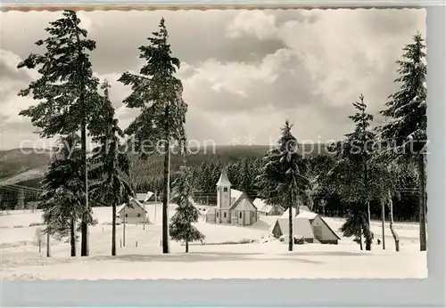 AK / Ansichtskarte Kniebis_Freudenstadt Teilansicht mit Kirche Winterimpressionen Schwarzwald Kniebis_Freudenstadt