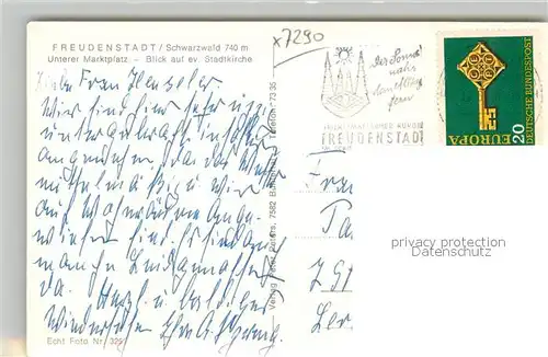 AK / Ansichtskarte Freudenstadt Unterer Marktplatz Kirche Kurort im Schwarzwald Freudenstadt