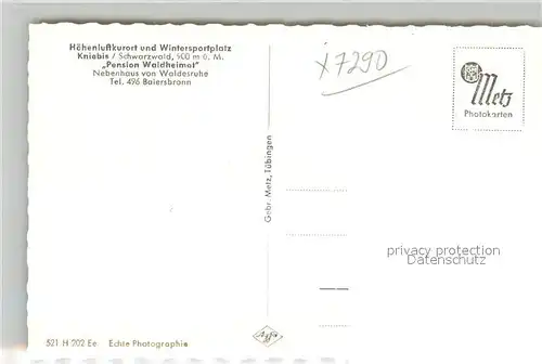 AK / Ansichtskarte Kniebis_Freudenstadt Pension Waldheimat Schwarzwald Fliegeraufnahme Kniebis_Freudenstadt