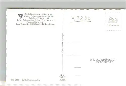 AK / Ansichtskarte Obertal_Baiersbronn Schliffkopfhaus Gaststaette Schwarzwaldhochhaus Obertal Baiersbronn