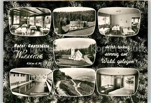 AK / Ansichtskarte Kniebis_Freudenstadt Hotel Pension Waldblick Hallenbad Rippoldsau Kirche Landschaftspanorama Hochschwarzwaldstrasse Bromsilber Kniebis_Freudenstadt