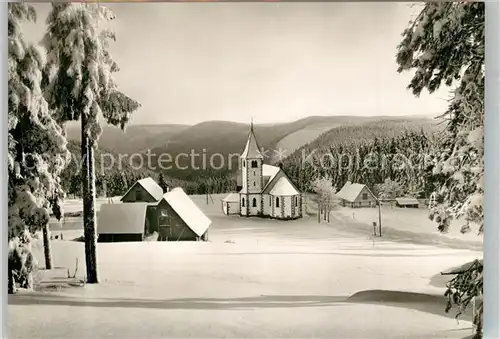 AK / Ansichtskarte Kniebis_Freudenstadt Winterpanorama Kirche Kurort im Schwarzwald Kniebis_Freudenstadt