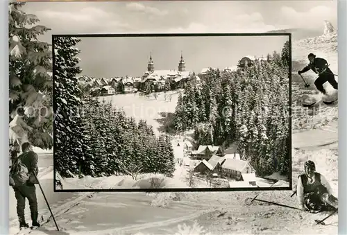 AK / Ansichtskarte Freudenstadt Panorama Wintersportplatz Kurort im Schwarzwald Skifahrer Bromsilber Freudenstadt