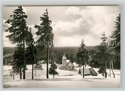 AK / Ansichtskarte Lamm_Kniebis Teilansicht mit Kirche Winterlandschaft Schwarzwald Lamm Kniebis