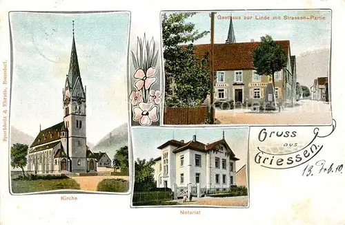 AK / Ansichtskarte Griessen_Klettgau Gasthaus zur Linde Kirche Notariat Griessen_Klettgau