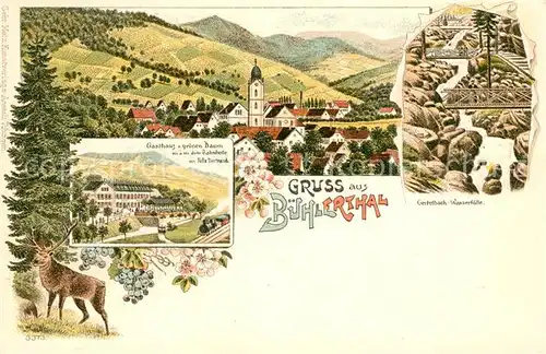 AK / Ansichtskarte Buehlertal Gasthaus zum grpnen Baum Gertelbach Wasserfaelle Buehlertal