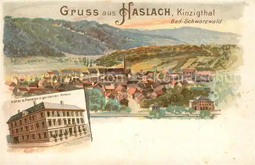 AK / Ansichtskarte Haslach_Kinzigtal Hotel goldenen Kreuz Haslach_Kinzigtal
