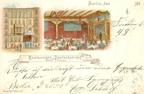 AK / Ansichtskarte Berlin Restaurant Deutscher Hof  Berlin