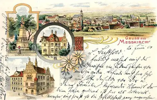 AK / Ansichtskarte Messkirch Forsthaus Rathaus Kreutzerdenkmal Messkirch