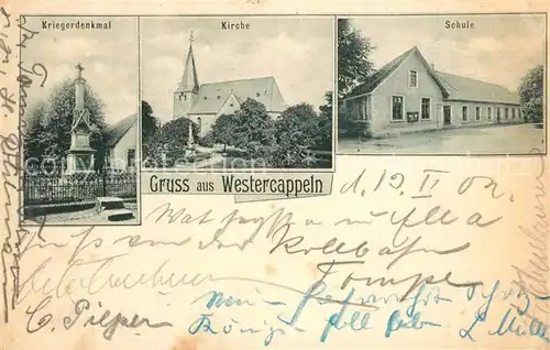 AK / Ansichtskarte Westerkappeln Kirche Schule Kriegerdenkmal Westerkappeln