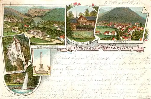 AK / Ansichtskarte Bad_Harzburg Sennhuette Kurhaus Actien Hotel Radauwasserfall Bad_Harzburg