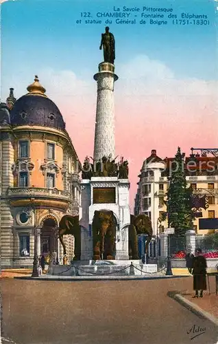 AK / Ansichtskarte Chambery_Savoie Fontaine des Elephants Statue du General de Boigne Chambery Savoie