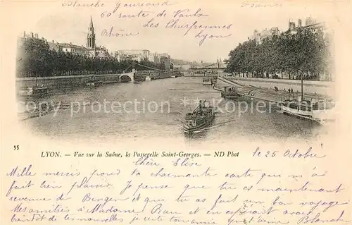 AK / Ansichtskarte Lyon_France Passerelle Saint Georges Lyon France