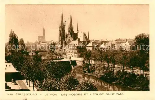 AK / Ansichtskarte Strasbourg_Alsace Pond des Vosges Eglise Saint Paul Strasbourg Alsace