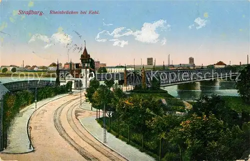 AK / Ansichtskarte Strassburg_Elsass Rheinbr?cken bei Kehl Strassburg Elsass