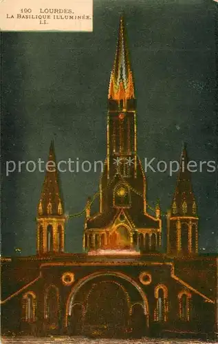 AK / Ansichtskarte Lourdes_Hautes_Pyrenees Basilique Illuminee Lourdes_Hautes_Pyrenees