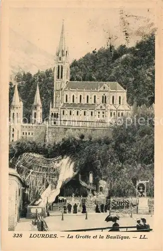 AK / Ansichtskarte Lourdes_Hautes_Pyrenees Grotte Basilika Lourdes_Hautes_Pyrenees