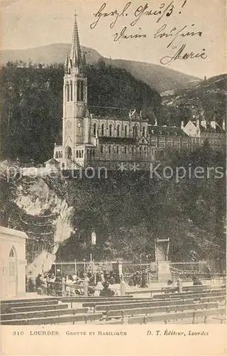 AK / Ansichtskarte Lourdes_Hautes_Pyrenees Grotte Basilika Lourdes_Hautes_Pyrenees