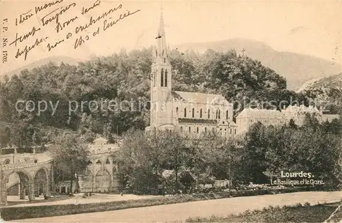 AK / Ansichtskarte Lourdes_Hautes_Pyrenees Basilika Bahnhof Lourdes_Hautes_Pyrenees