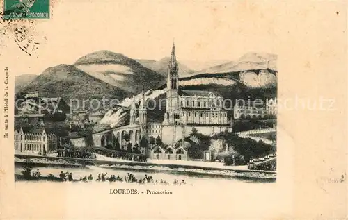 AK / Ansichtskarte Lourdes_Hautes_Pyrenees Procession Lourdes_Hautes_Pyrenees