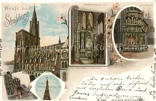 AK / Ansichtskarte Strasbourg_Alsace Turmspitze Astronomische Uhr Kanzel Strasbourg Alsace