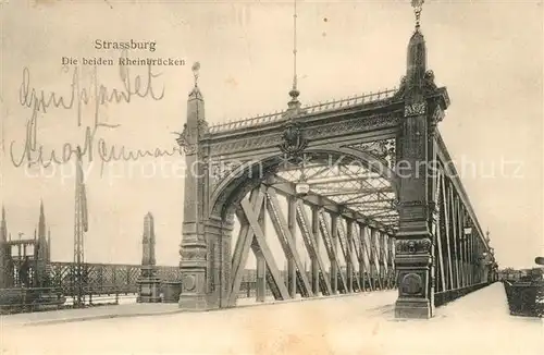 AK / Ansichtskarte Strasbourg_Alsace Die beiden Rheinbr?cken Strasbourg Alsace